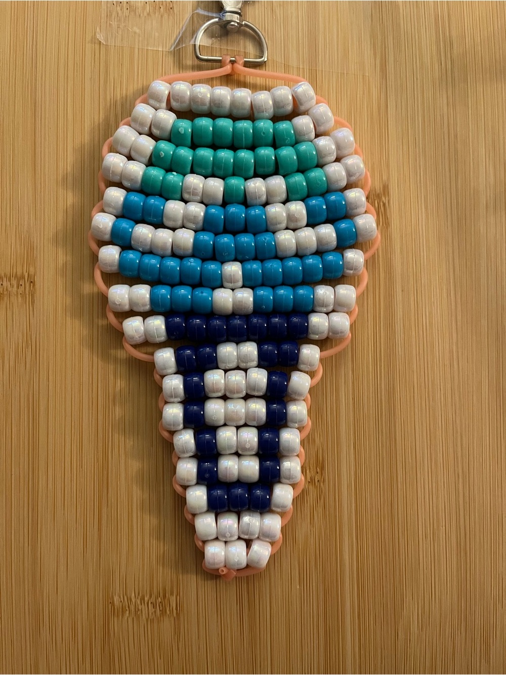 Ghostface Pony Beaded Keychain - Teal, Blue & White